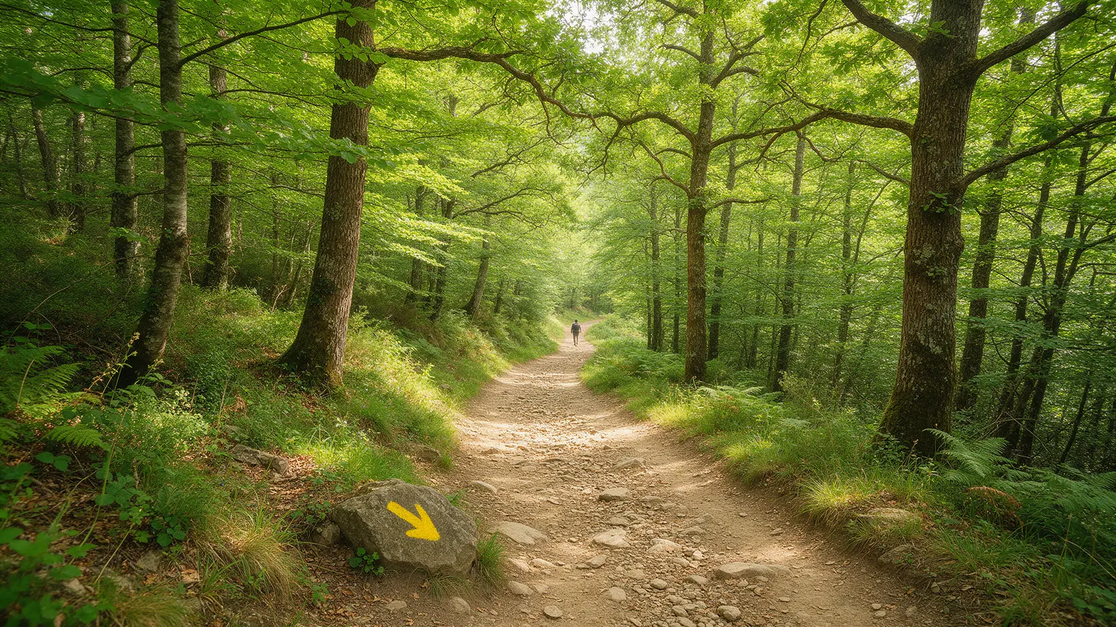 Sentier du Camino à travers la forêt navarraise